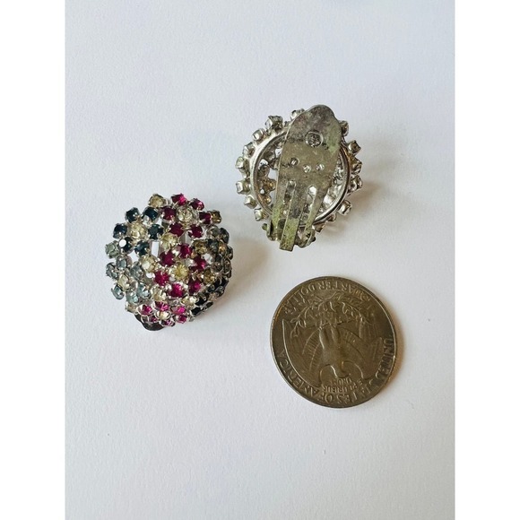 Vintage Rhinestone Ear clips silver-tone - Picture 2 of 3